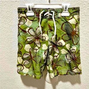 Old Navy Green and Brown Tropical Board Shorts for Swim